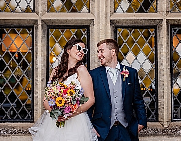 colourful boho summer wedding flowers