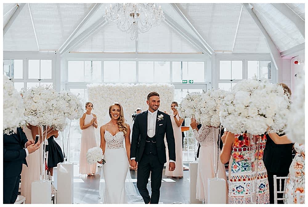 white wedding at Botleys Mansion