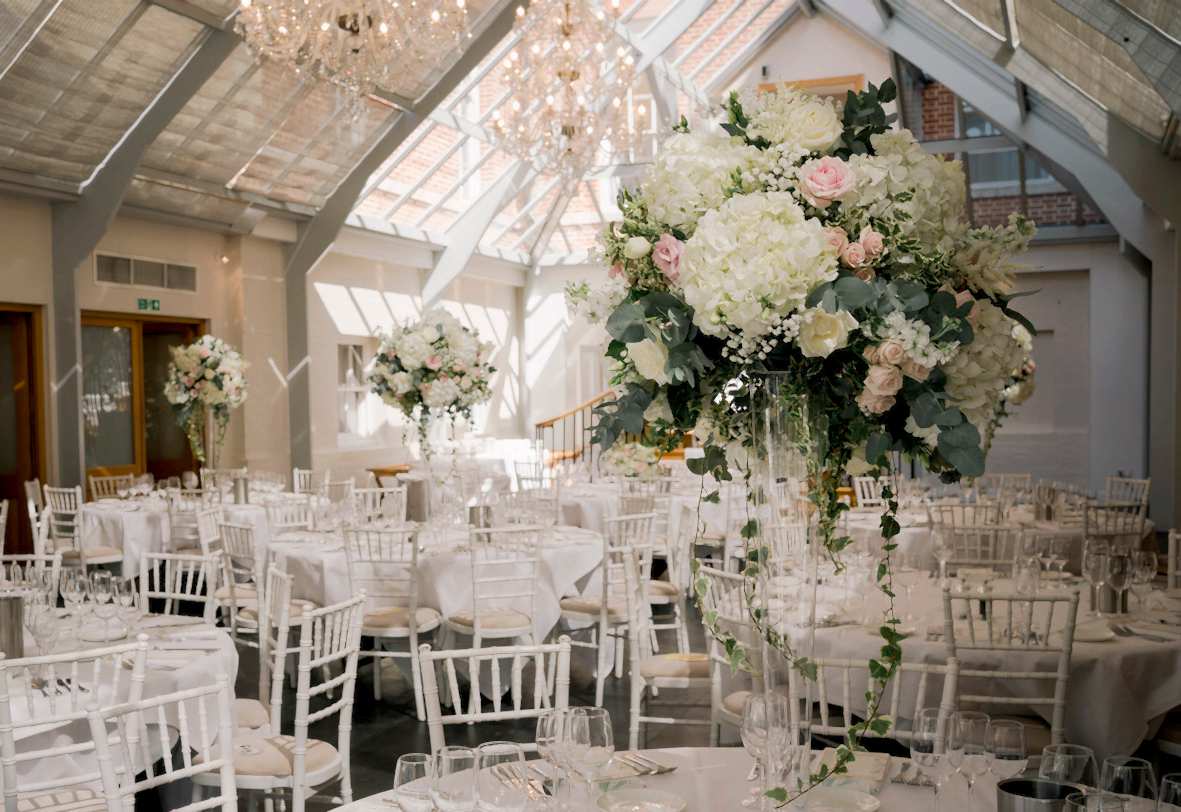 Botleys mansion wedding florist, blush wedding flowers at Botleys mansion
