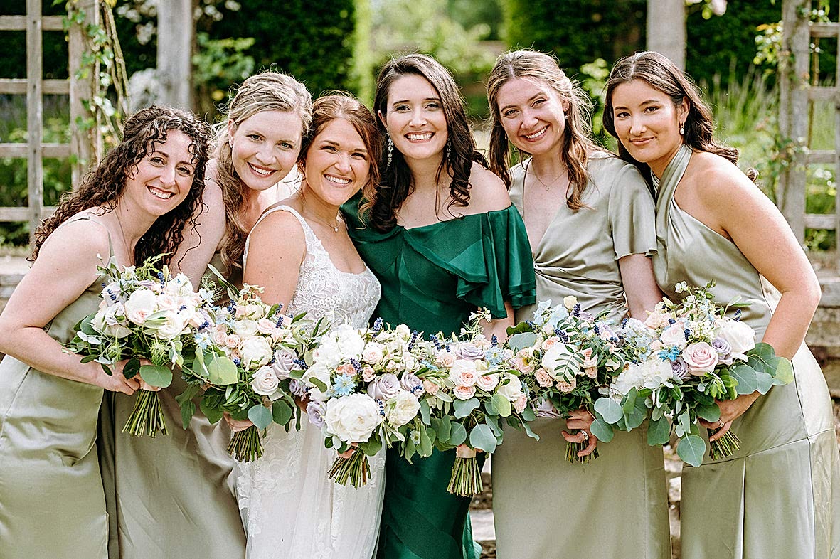 pastel wedding flowers at Great Fosters in surrey